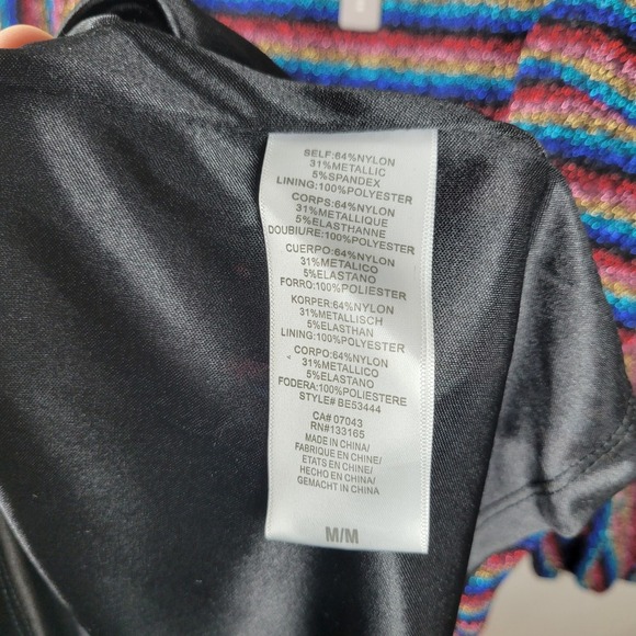 Anthropologie Eri + Ali Shimmer Stripe Long Sleeve Dress M Metallic Holiday - Picture 3 of 10